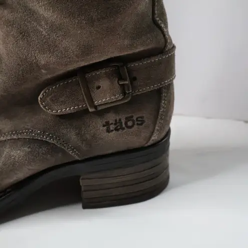 Taos Tall Crave Suede Lace Up Buckle Taupe Boots Womens US 6.5 EUR 37 Distressed Brown