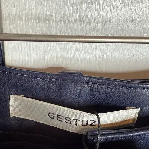 Gestuz Midi Blue Lambskin Leather Belted Pouch Skirt New with Tag W2004 Sz S 2