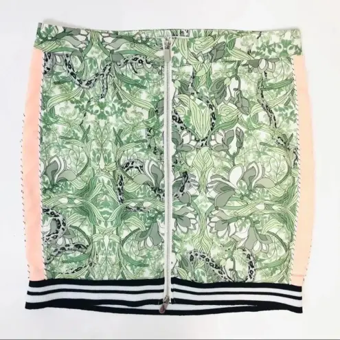 Guess  Reese Snake & Vine Print Front Zipper Stripe Hem Mini Skirt Size 2 XS