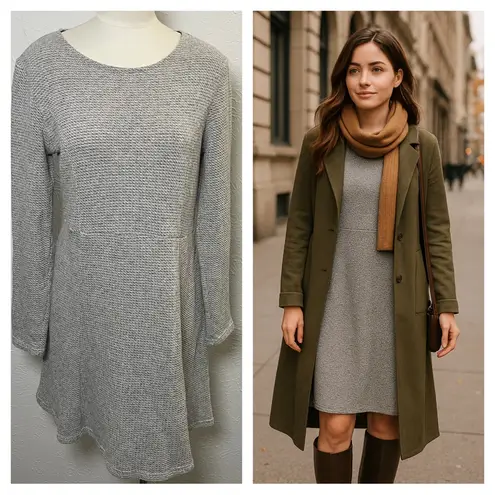 Katherine Barclay Gray Textured Knit Long Sleeve Dress Size 10