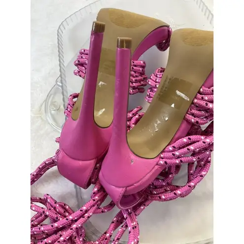 Steve Madden ‎ Fiore Ankle Rope Tie Sandal In Multi Pink Size 8.5 Stiletto Heels