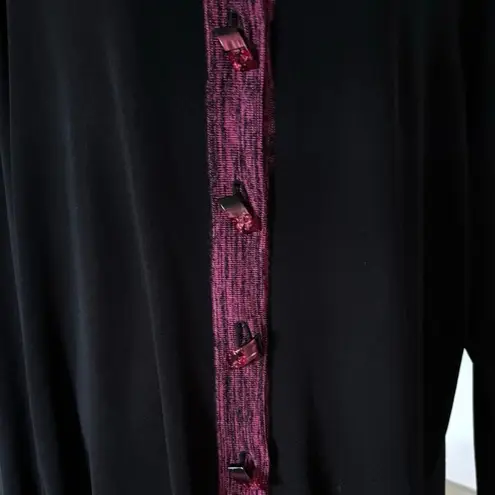 Misook Exclusively Plus Size 3X Button Front Cardigan Sweater Black Magenta