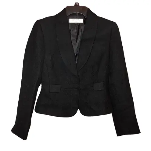 Tahari Arthur S Levine Tailored Cropped Wool Blend Blazer Black Petite 2P