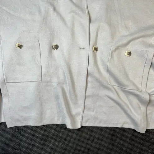 MarlaWynne Knit Cardigan Duster Pockets Button Front Light Gray Size 1X TAG