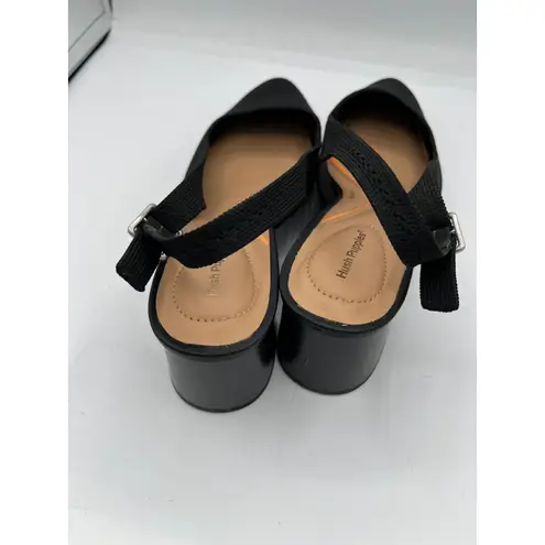 Hush Puppies Black Knit Slingback Heels Block Heel Pointed Toe Women Shoes