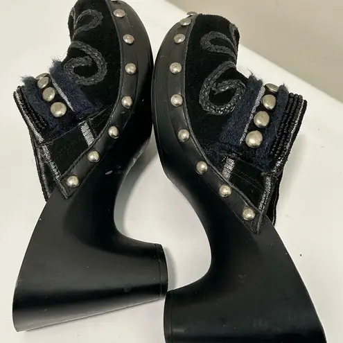 Laura Ashley Pennington Beaded Mules Black Silver Size 9