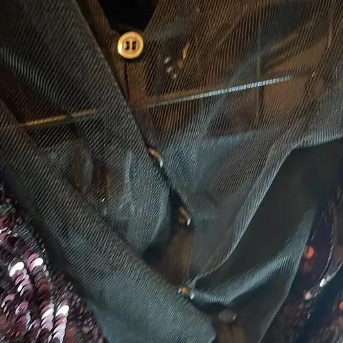 Dries Van Noten Carti black net mesh purple sequins layered top