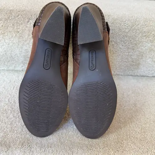 Beartraps Lexis Block Heel Bootie Brush Brown Croco Size 9.5