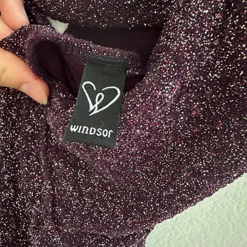 Windsor Glittery Sparkly Violet Bodycon Night Cocktail Mini Dress, Size Small