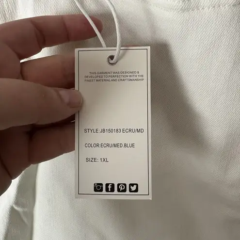 Judy Blue High Waist Ecru Blue Contrast Shorts 1XL Stretch Denim New