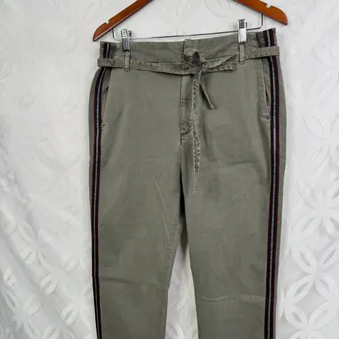 Sunday Revolve Le Soleil Pant Contrast Stripe Frayed Hem in Cactus Size 28 NWT Green