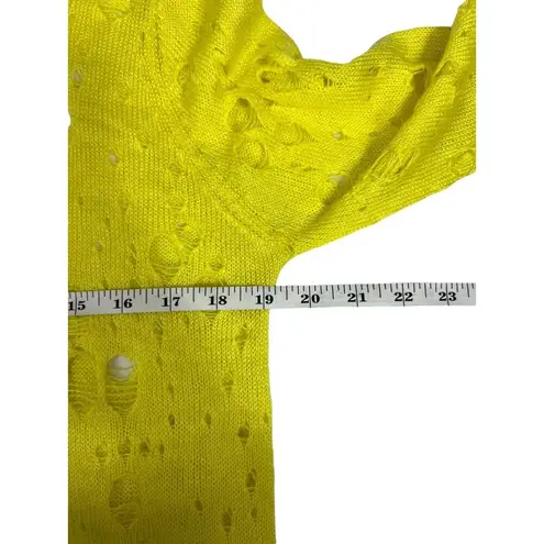 Sweet Claire Women's Neon Yellow Holey Hole Sweater