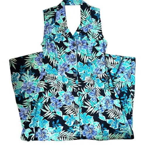 Erika Dresses Tropical Floral Sleeveless Maxi Dress Sz Small Women Front buttons