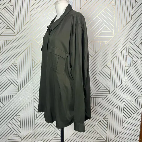 City Chic Thyme Miss Military Shirt Green Size XL / Plus Size 22