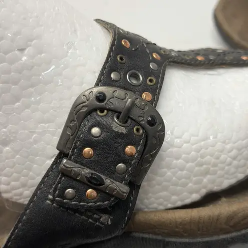 Taos Siren Embellished Leather Buckle Casual Comfort Sandals Womens Size 8 Brown