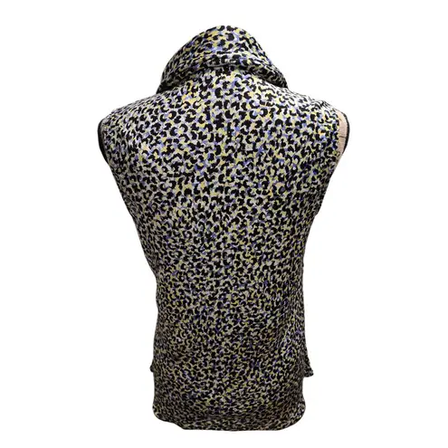 Tahari Petite Leopard Print Sleeveless Blouse Cowl Neck Versatile Top