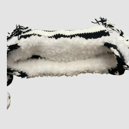 Women's Cat Ear Beanie Y2K Knit Hat Grunge Goth Crochet Accessory Black White