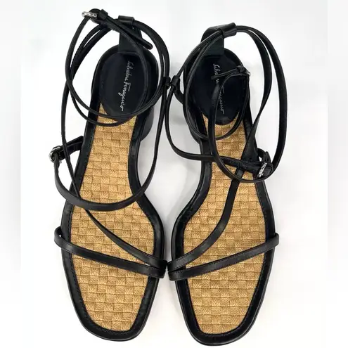 Salvatore Ferragamo EGADI 85mm STRAPPY BLOCK HEEL LEATHER SANDALS SIZE US 9.5