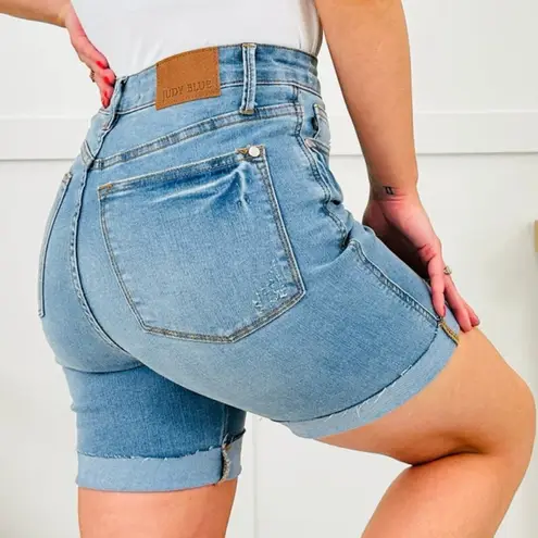 Judy Blue High Rise Tummy Control Cool Cuff Denim Jean Shorts Plus Size 3X New