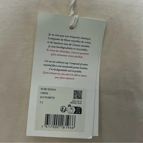 Sézane SEZANE New Robe Selena T-Shirt Dress Women’s Small Cream Organic Cotton Minimal