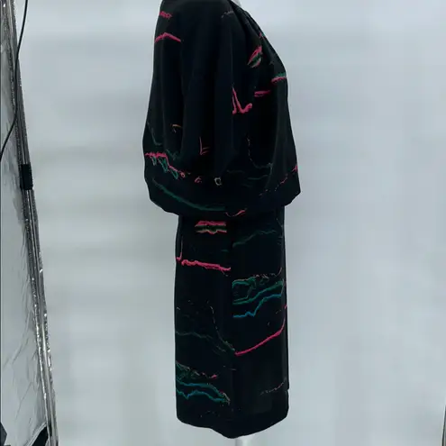 & Other Stories & Other Stories Black Abstract Print Short Sleeve Dress Cinched Waist Size 8