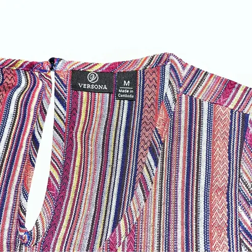 Versona Women’s Blue Tank Top w/ Woven Multi-color Top - Size M - VGUC