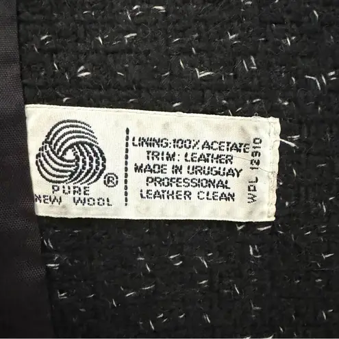 HUNTERS RUN wool coat with leather trim, size 6 Black