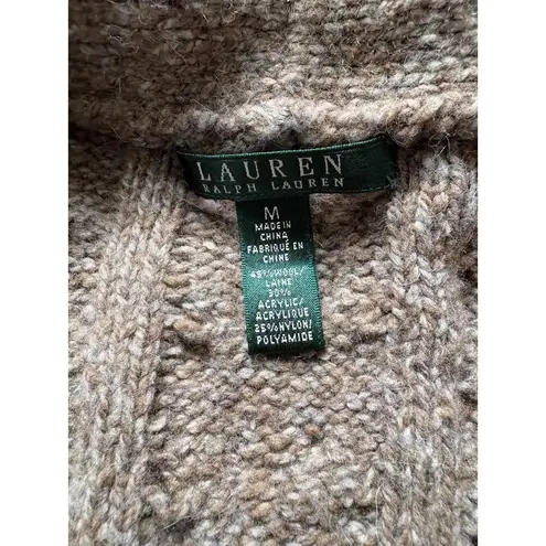 Lauren Ralph Lauren | Wool Blend Chunky Open Cropped Cardigan Sweater | Medium Brown