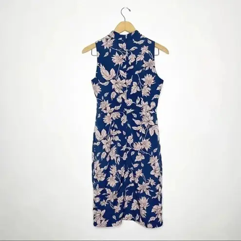 Lulus Small Sleeveless Blue Mock Neck Floral Short Dress Size Small