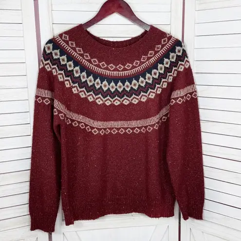 Weatherproof Vintage Fairisle Pullover Sweater Chili Red Small