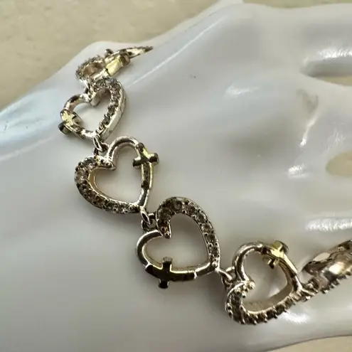 Rhinestone Heart cross Link Bracelet