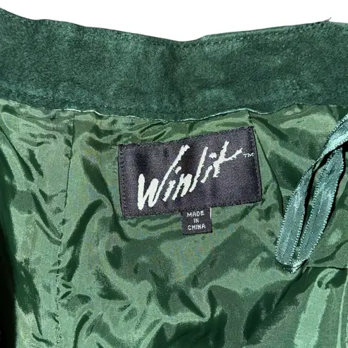 Winlit Vintage Green High Waisted Suede Leather Pleated Long Shorts Women’s 5/6