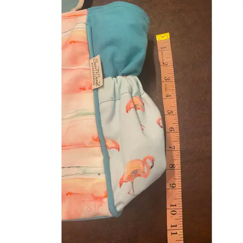 Sun N' Sand Flamingo Large Zip Top Canvas Shoulder Bag Elastic Side Pockets Pink