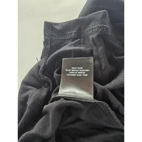 Akemi + Kin Black Ruched Twist Front Long Sleeve Drape Neck Top Women's Large