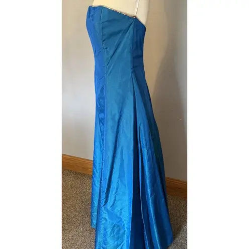 Jessica McClintock VTG Dress Sz 7 Formal Gunne Sax Blue Glitter Boning READ