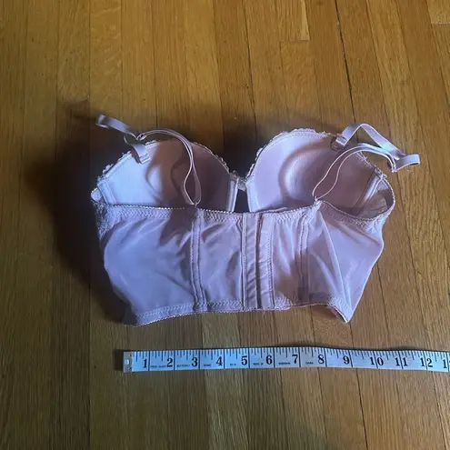 Black Fuchsia by Secret Lace Baby Pink Longline Bra, Size 34B