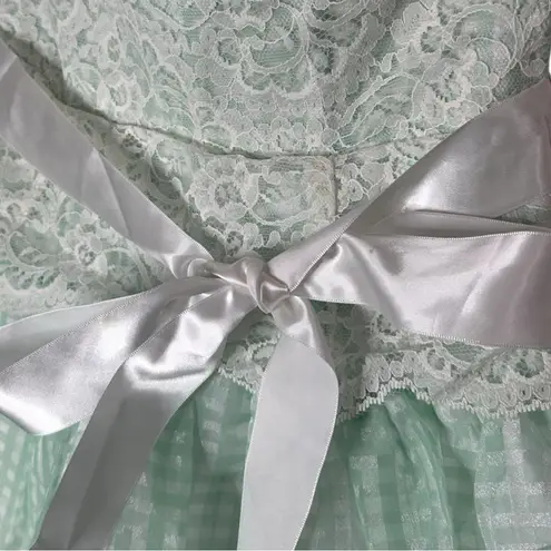 Gunne Sax Jessica McClintock Vintage Lace Plaid Dress Size 3/4