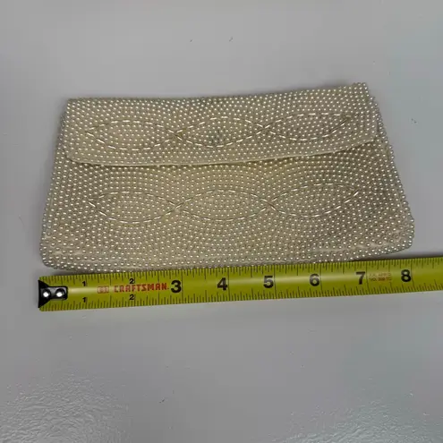 Vintage Beaded Clutch Purse – Bags by Susan – Ivory Pearl Beads, Made in Japan B