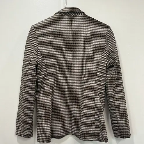 J. McLaughlin Womens Aubrey Blazer Small Brown Houndstooth Knit Career Stretch