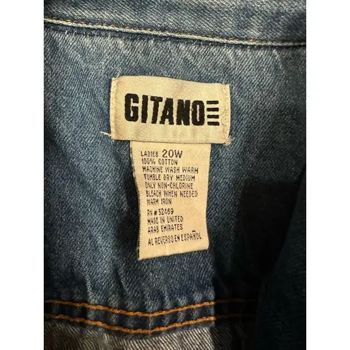 Gitano Jean Jacket Blue Denim Chore Coat Size 20W Western Country Blazer Vintage