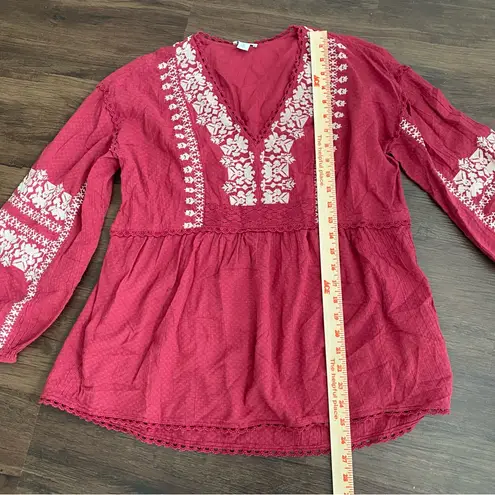 Sundance Peasant Bohemian Embroidered Lantern Sleeve Top in size M Size M