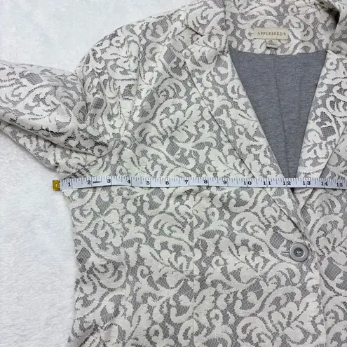 Appleseed’s Blazer Lace Overlay Lined Cream Gray Lining Size 18 White