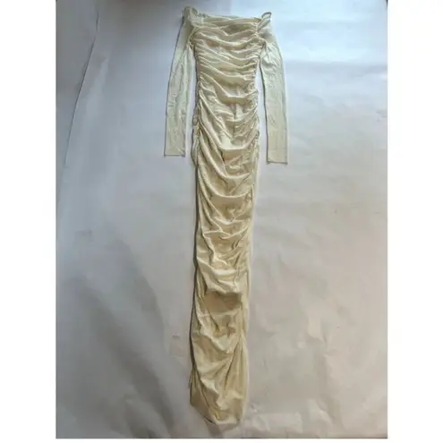 BUMPSUIT NEW Off The Shoulder Soft Mesh Maternity Dress in Ivory