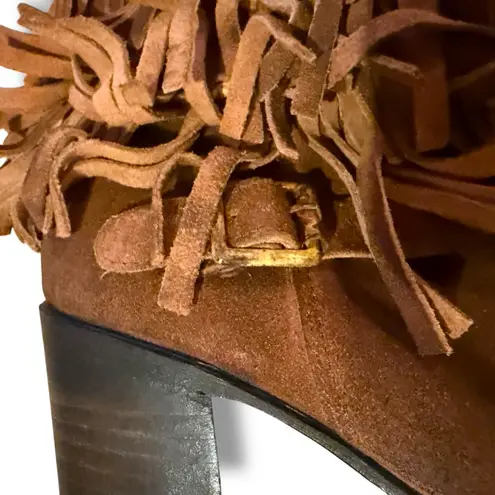 Freebird Booties Women's Size 8 Brown Suede Fringe Western Heeled Belle Style Brown
