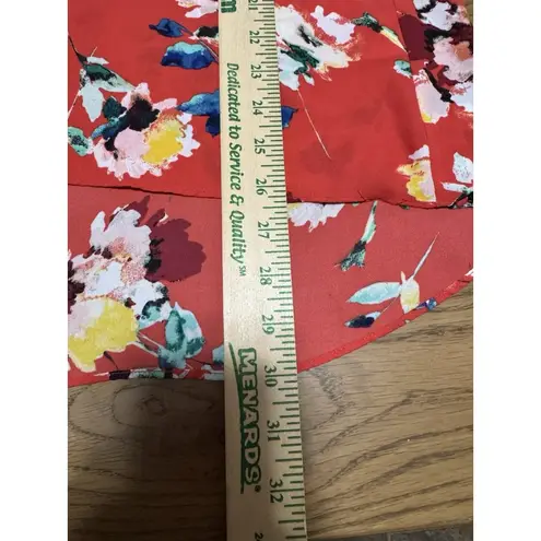 Rose + Olive Red Floral Tunic Top Blouse Size XL Long Sleeve Flowy High Lo Boho