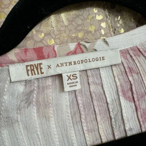 Anthropologie Frye x  Elden Floral Peasant Blouse Pink Cream XS