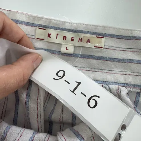 Xirena Tank Top Womens Large Blue Red White Zoe Freedom Striped Cotton Linen