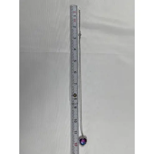 SU CH SKU 7850 Heart Shaped Purple and Pink Crystal Pendant Necklace