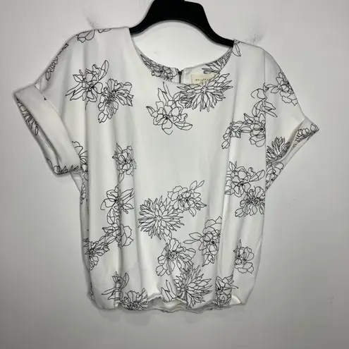 MELLODAY white black floral blouse women's size medium elastic waist
Business