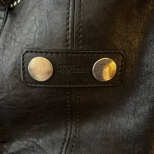 Alexander McQueen Black Leather Satchel with Metal Accents